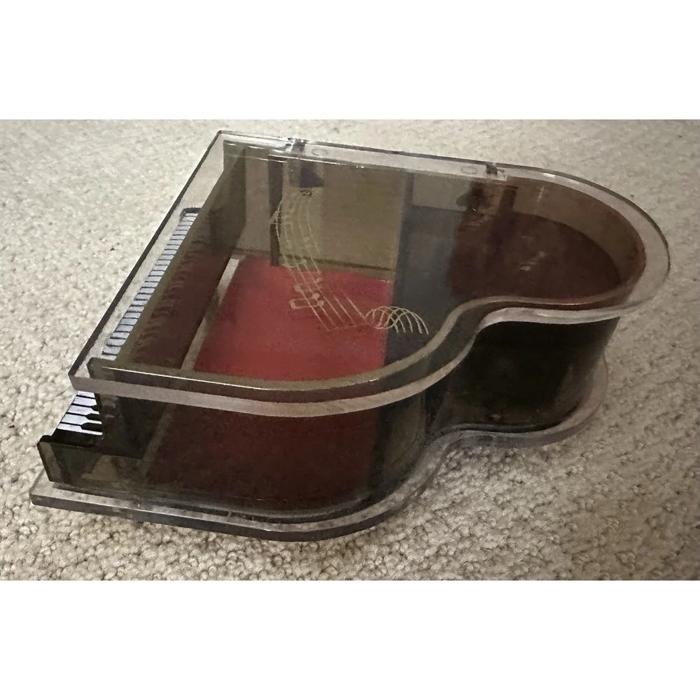 Sankyo Vintage Clear Lucite Grand Piano Wind Up Music Jewelry Box  Tested  Works